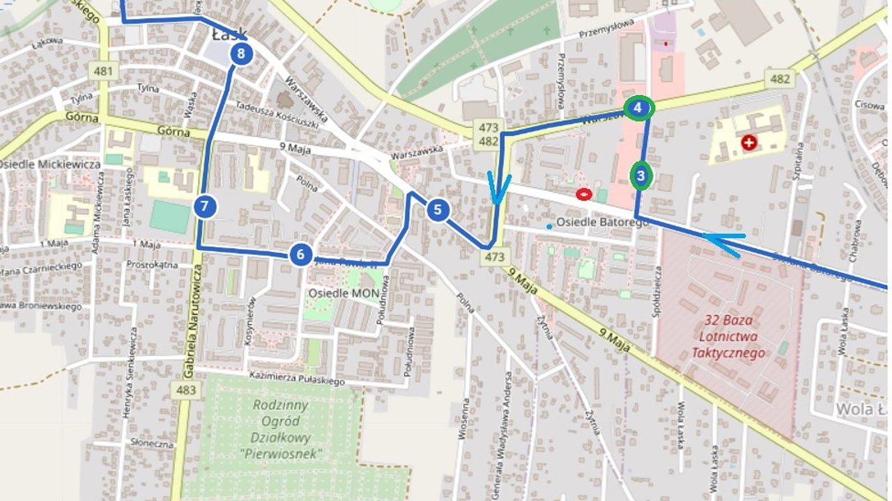 zmiana organizacji ruchu - mapa